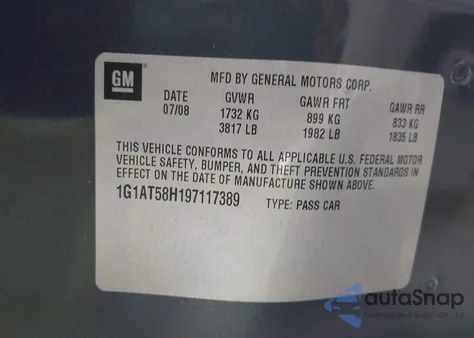 2009 Chevrolet Cobalt Lt from USA, damaged, VIN 1G1AT58H197117389